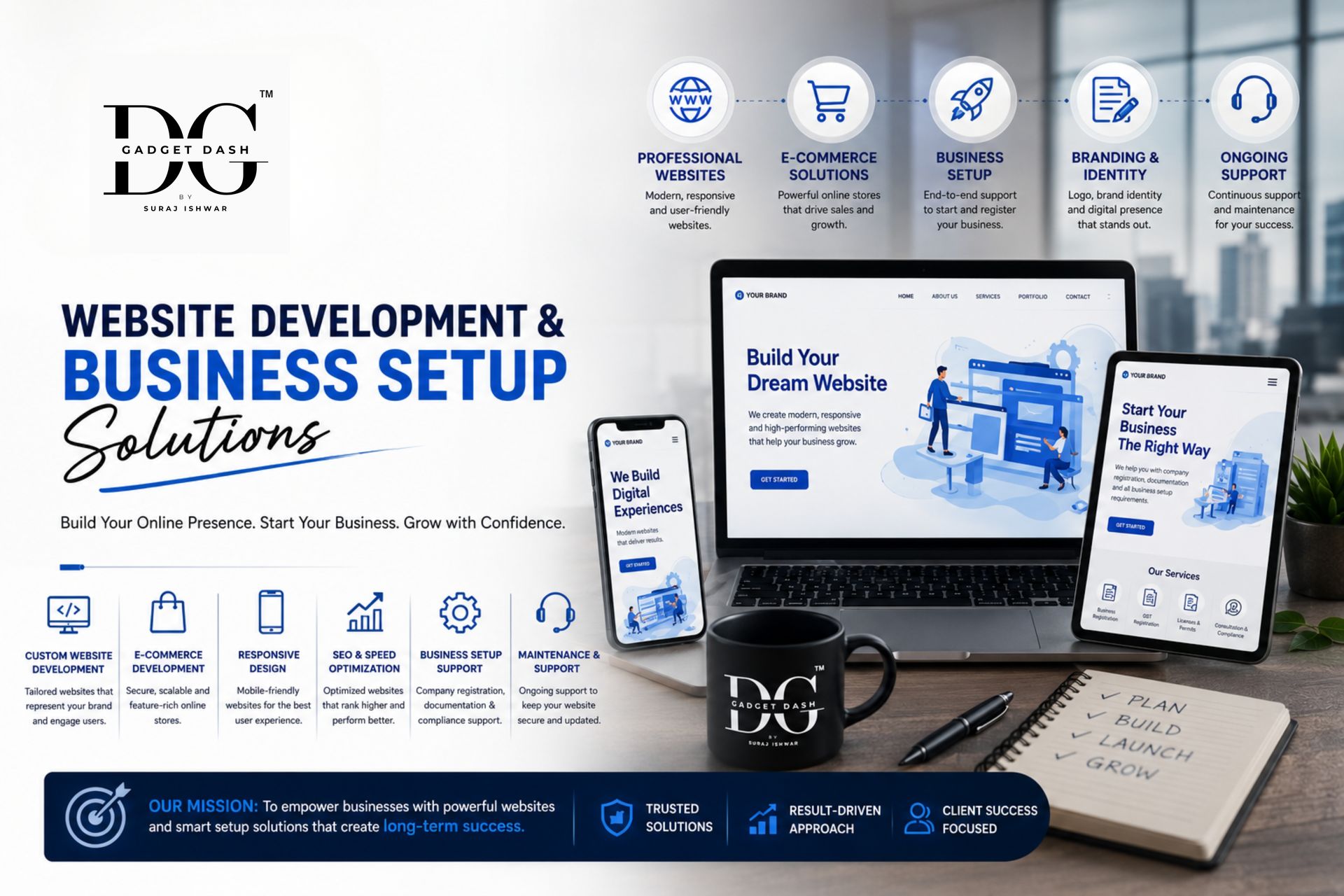 Professional website development and business setup services for startups and growing businesses.